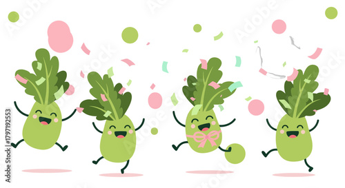 Joyful Vegetables Celebrating With Confetti On a Black Background Abstract Illustration