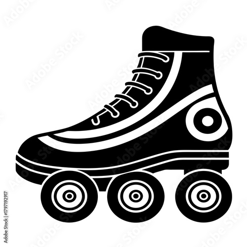Classic quad roller skate with laces and wheels silhouette isolated on white background isolated on transparent background