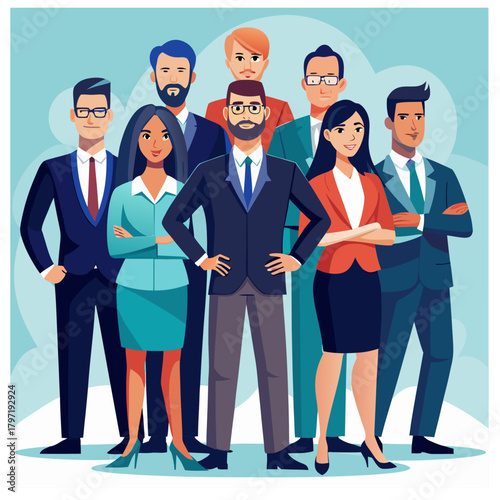 Diverse group of professionals standing together confidently isolated on white background isolated on transparent background silhouette