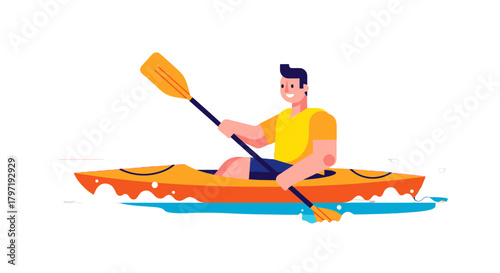 Kayak Adventure: Exploring Waters With A Smiling Paddler, Bright Colors and Bold Strokes