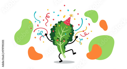 Joyful Lettuce Celebrates Surrounded by Confetti In A Delightful Party Scene