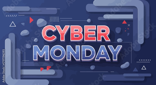 Cyber Monday Digital Pebble Shapes Typography Design
