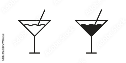 Cocktail icon doodle set. editable outline stroke vector eps