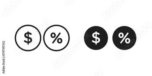 Commission icon doodle set. editable outline stroke vector eps