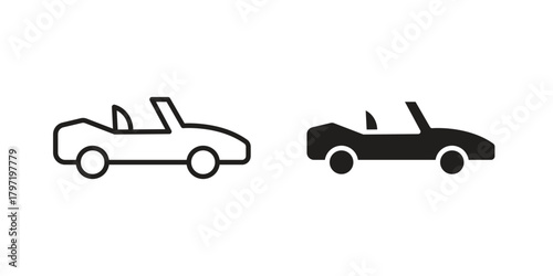 Convertible car icon doodle set. editable outline stroke vector eps