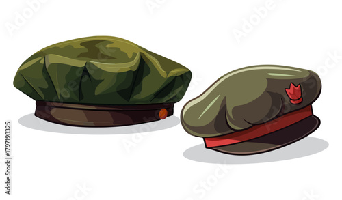 Set of Military beret isolated on white background , vector illustration design.