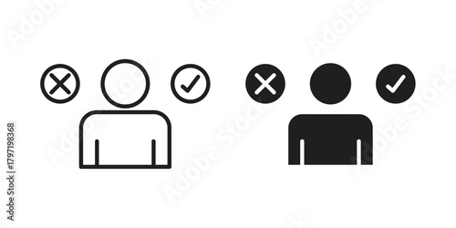 Decision making icon doodle set. editable outline stroke vector eps