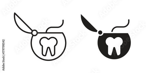 Dental floss icon doodle set. editable outline stroke vector eps