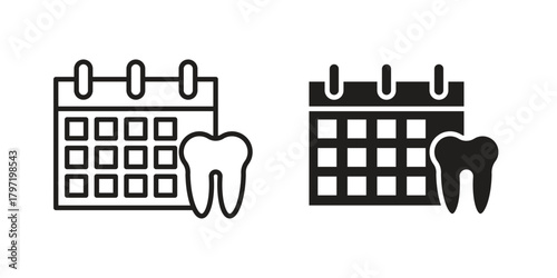 Dental appsointment icon doodle set. editable outline stroke vector eps
