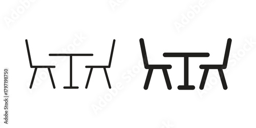 Dining table icon doodle set. editable outline stroke vector eps