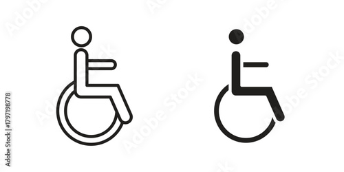 Disabled icon doodle set. editable outline stroke vector eps