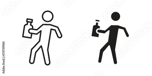 Drunk human icon doodle set. editable outline stroke vector eps