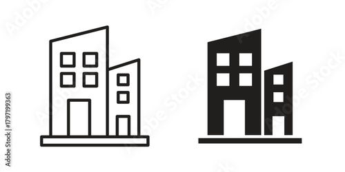 Enterprise icon doodle set. editable outline stroke vector eps