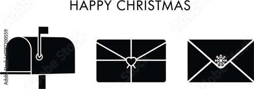 Christmas mail delivery with letters and postbox design