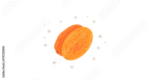 Pair Of Orange Fruits With Floral Decorations On Dark Background Art