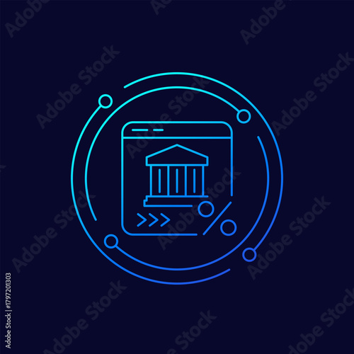 Bank loan and online lending icon, linear design