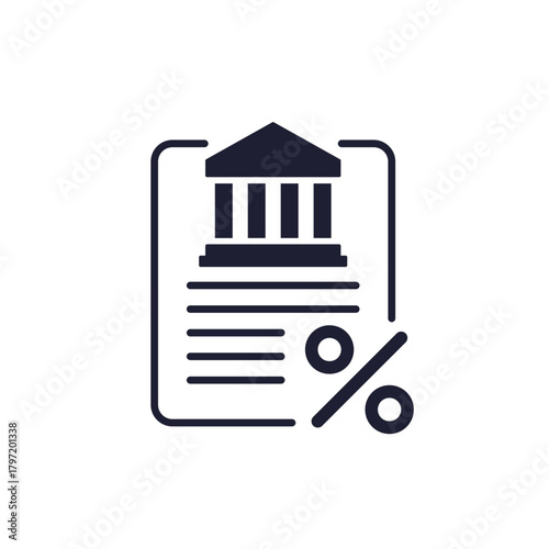 Bank loan icon on white, credit and finance vector