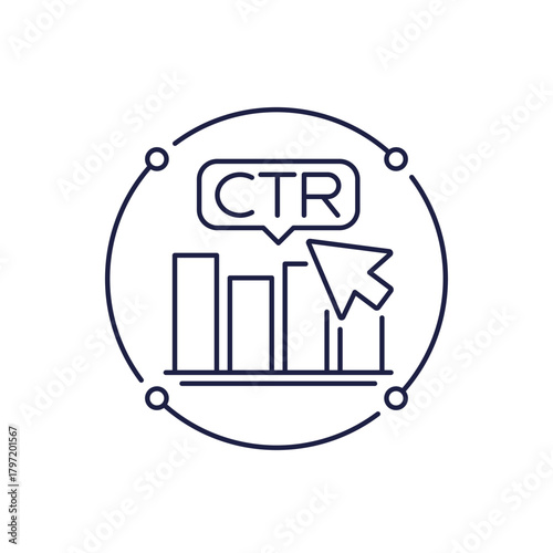 CTR metric icon, Click-Through Rate line design