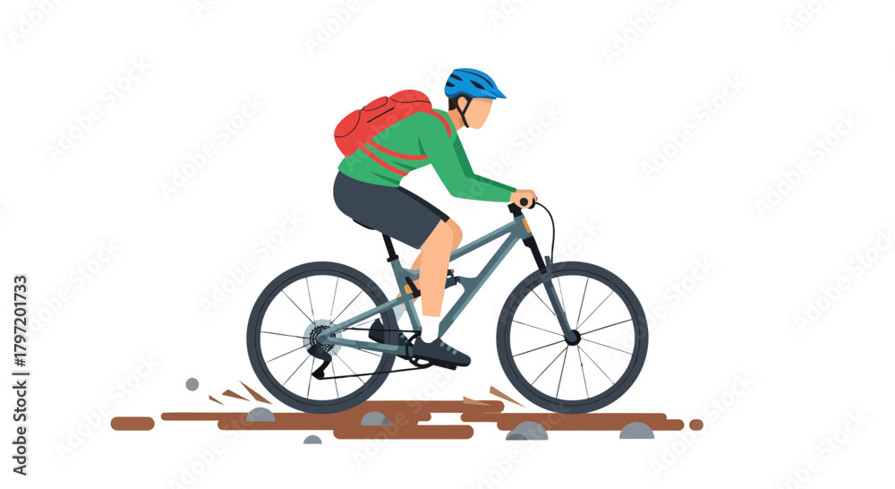 Fototapeta premium Mountain Biker Embarks On An Adventure Through Rough Terrain In This Dynamic Illustration