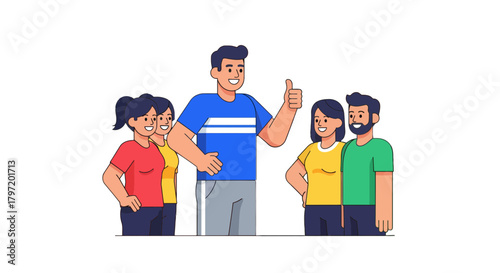 People Group Showing Approval Symbol of Teamwork Success Against Black Background