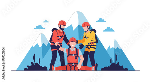 Mountain Rescuers Help Injured Climber After a Difficult Alpine Ascent