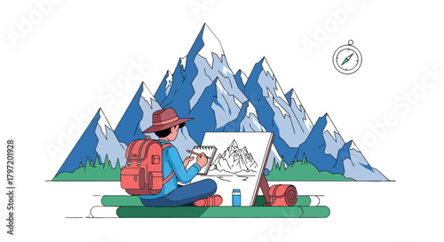 Mountainous Scenery: An Artist Capturing Scenic Beauty and Visualizing Exploration in Nature
