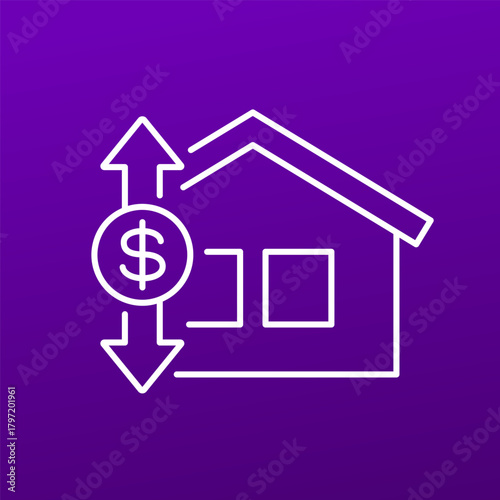 house price change icon, line vector design