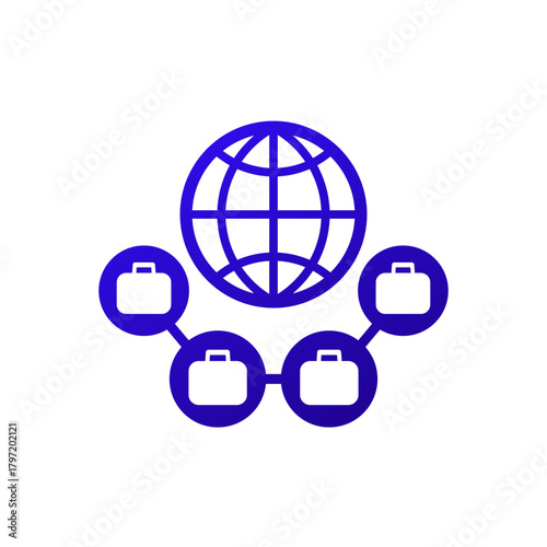 multinational enterprise icon on white, international business vector