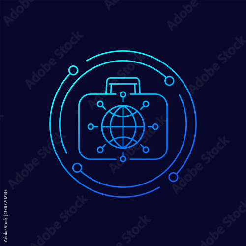 multinational enterprise, international business icon in linear design