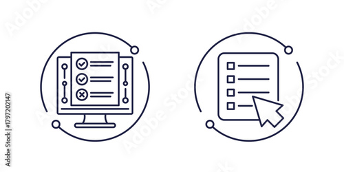 online test icons in line design