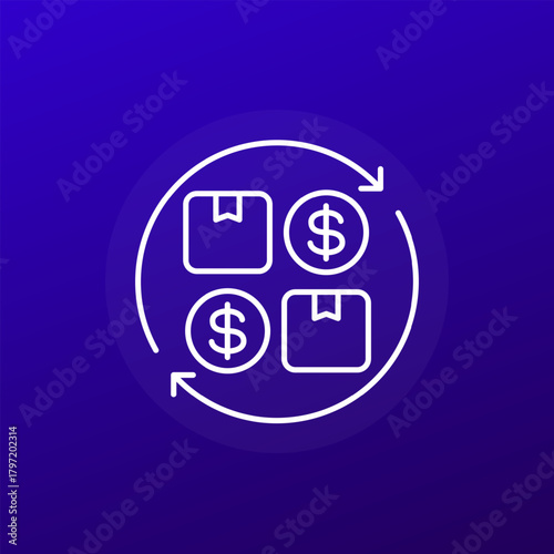 reseller icon, business and commerce line design