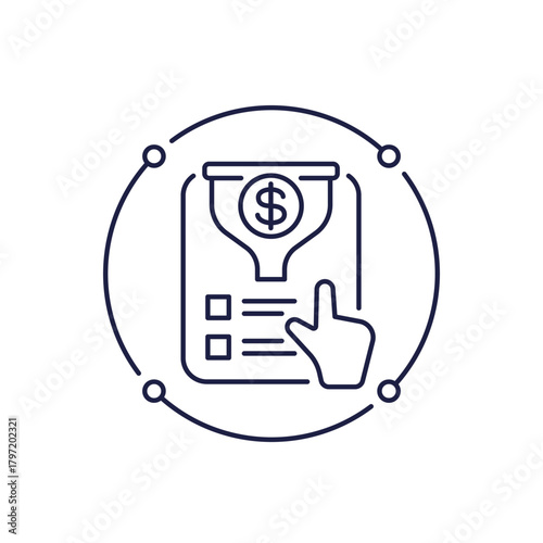 sales funnel icon in line design, marketing and business