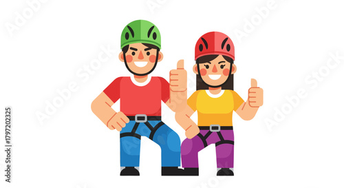 Positive Climbers Displaying Approval and Success with Thumbs Up Gestures
