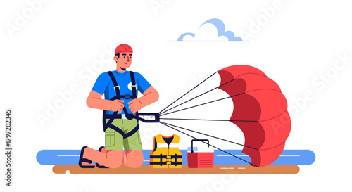 Preparing For The Extraordinary Adventure Vector Illustration Isolated On Black Background