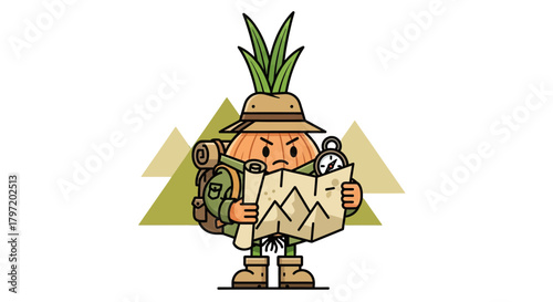 Onion Explorer Preparing For Adventure Amidst Mountainous Terrain On A Dark Backdrop