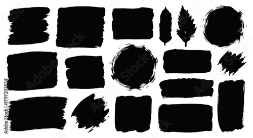 Creative black brush strokes isolated on a white background. 