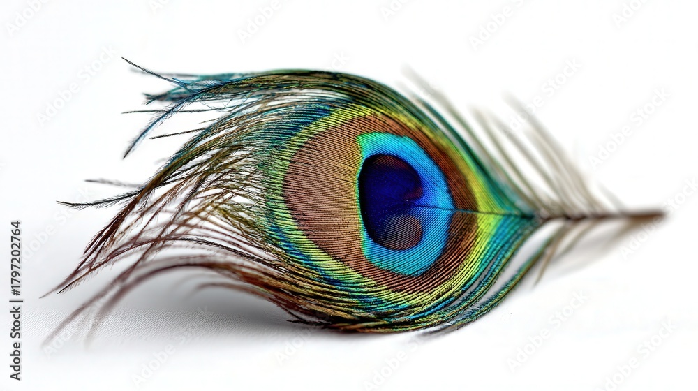 Obraz premium Peacock feather isolated on white background