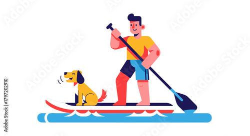 Paddleboarding Adventure with A Companion Dog Experience the Aquatic Fun on the Water