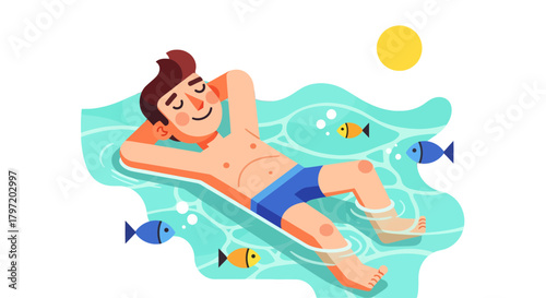 Relaxing In The Water, Peaceful Day Enjoying The Sun And The Ocean Fun