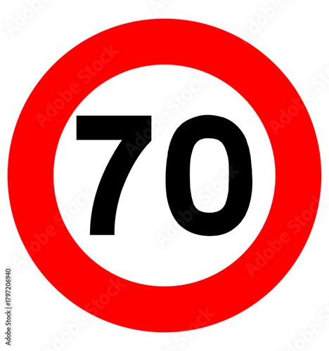 70 speed limitation sign