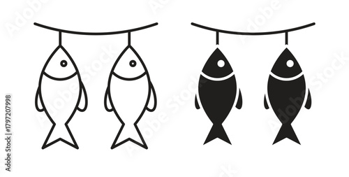 Dried fish icon isolated vector Illustration. Vector pictogram for web and app