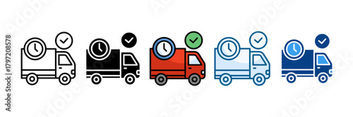 On Time Delivery Icon Set Multiple Style Collection