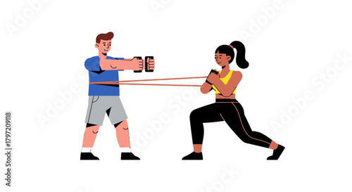 Resistance Training Duo: A Dynamic Depiction Of Exercise, Fitness, And Teamwork on Display
