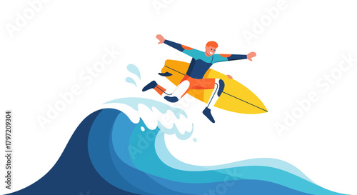 Surfer Soaring Thrillingly Over A Gigantic Ocean Wave Against A Black Backdrop