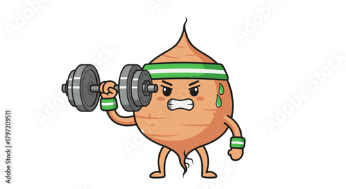 Sweet Potato Shows Its Strength Lifting Weights Preparing For Workout Routine