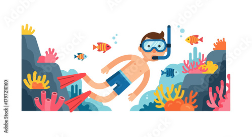 Snorkeler Exploring The Ocean Depths And Admiring The Colorful Underwater Life