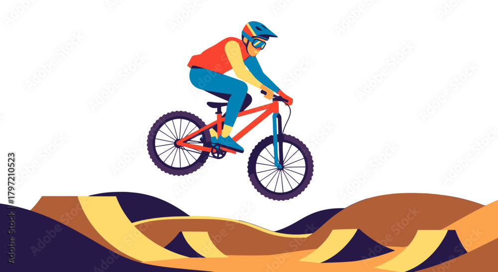 Fototapeta premium Thrilling Bike Airtime: An Illustration Depicting a Rider's Airborne Bicycle Stunt