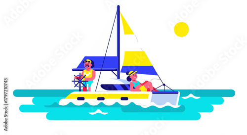 Summer Sailboat Adventure: A Colorful Nautical Journey Under The Evening Sky