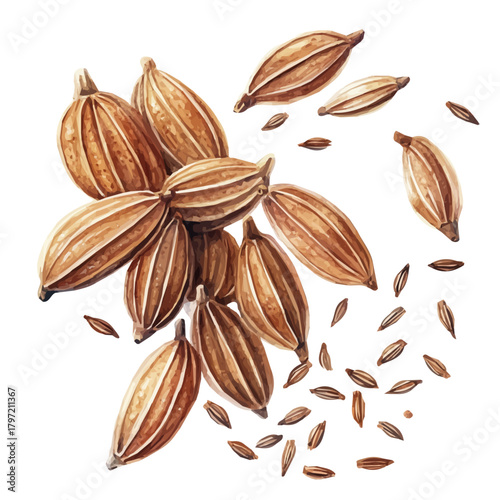 An Imaginary Minimalistic 2D flat icon_caraway_seeds, modern element in vector and EPS format_isolated on a white 