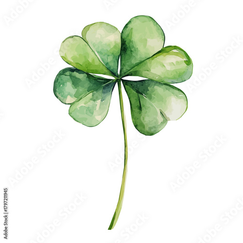 A minimal layout design, a Watercolor painting of a clover_flower, delicately hand-painted with artistic brush strokes, white background, vector EPS